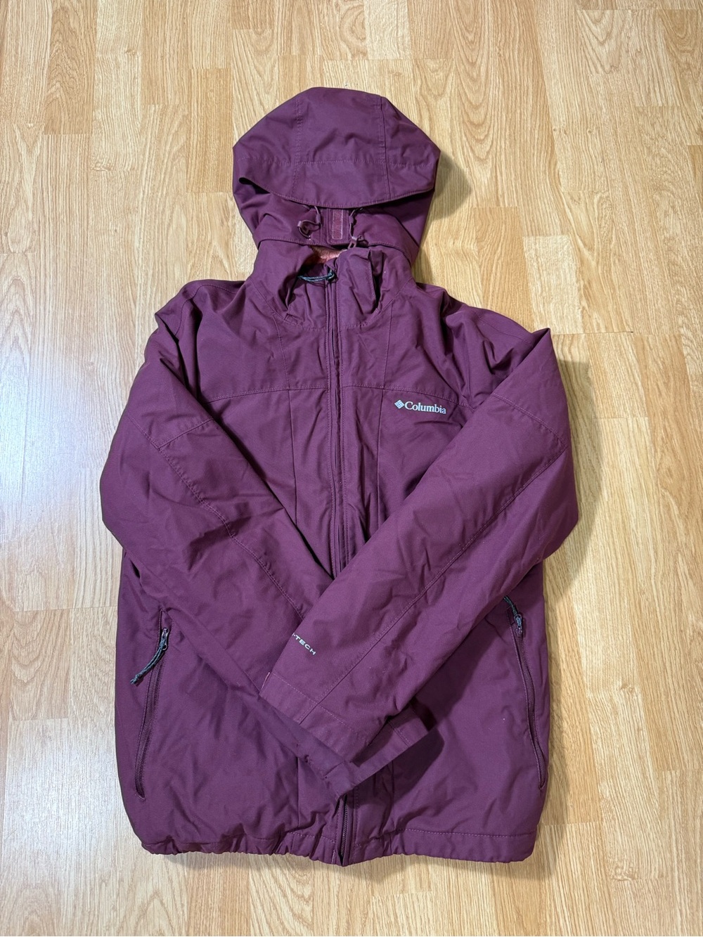 Columbia Burgundy Hooded Outdoor Omni -Tech Women Jacket - Size S